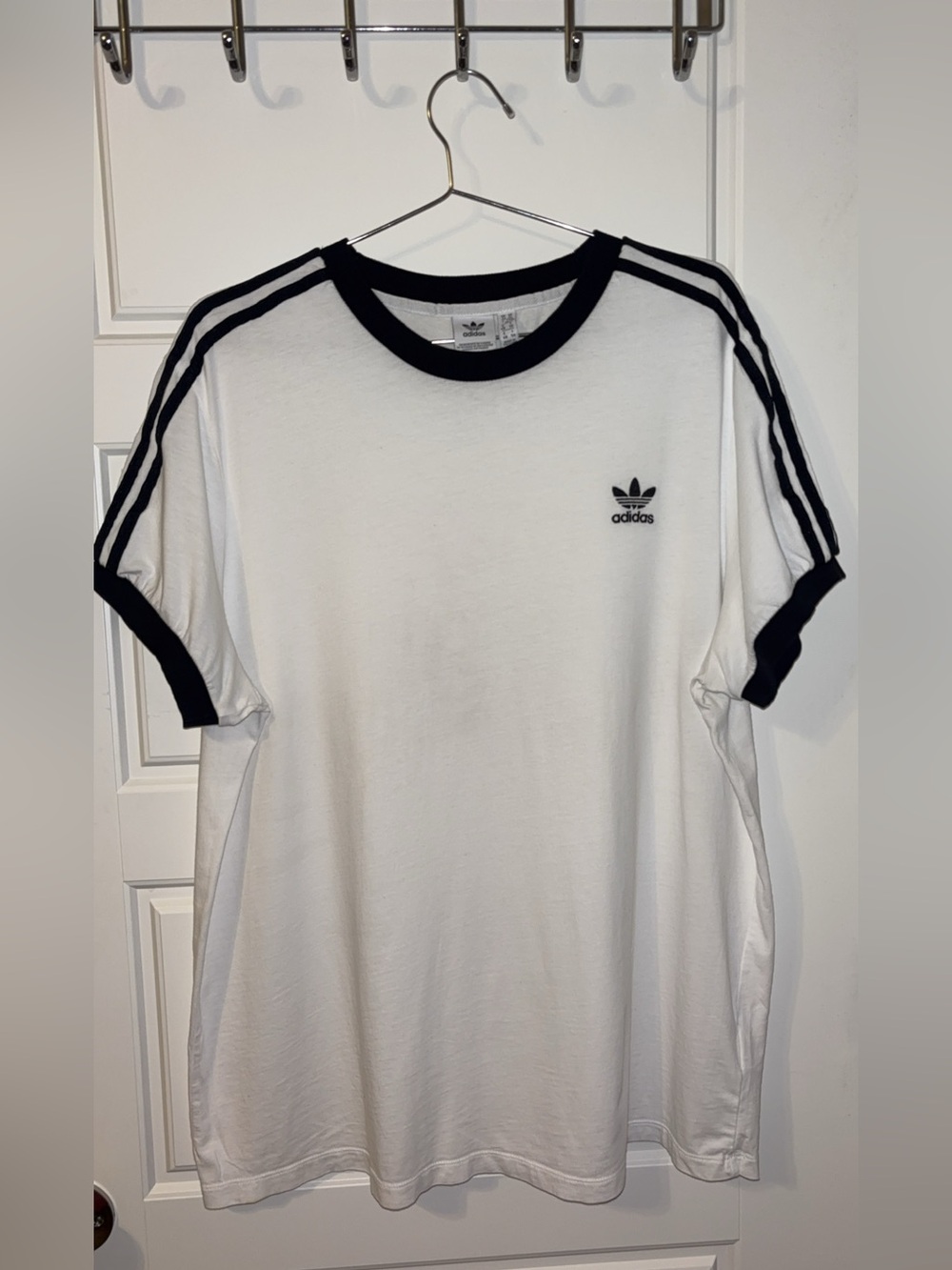 Adidas Women’s White & Black Trefoil Ringer Tee - Short Sleeve